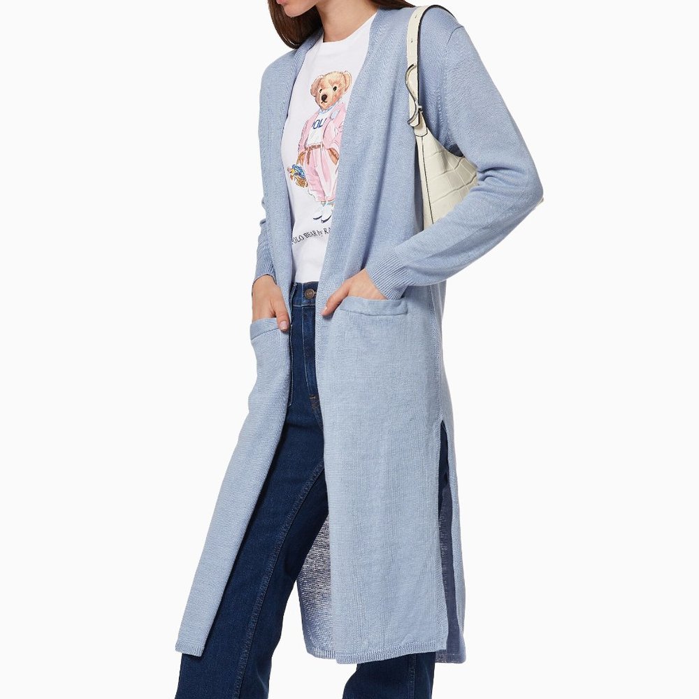 NWT Polo Ralph Lauren Women's Long Open Linen Cardigan XS - Picture 1 of 7